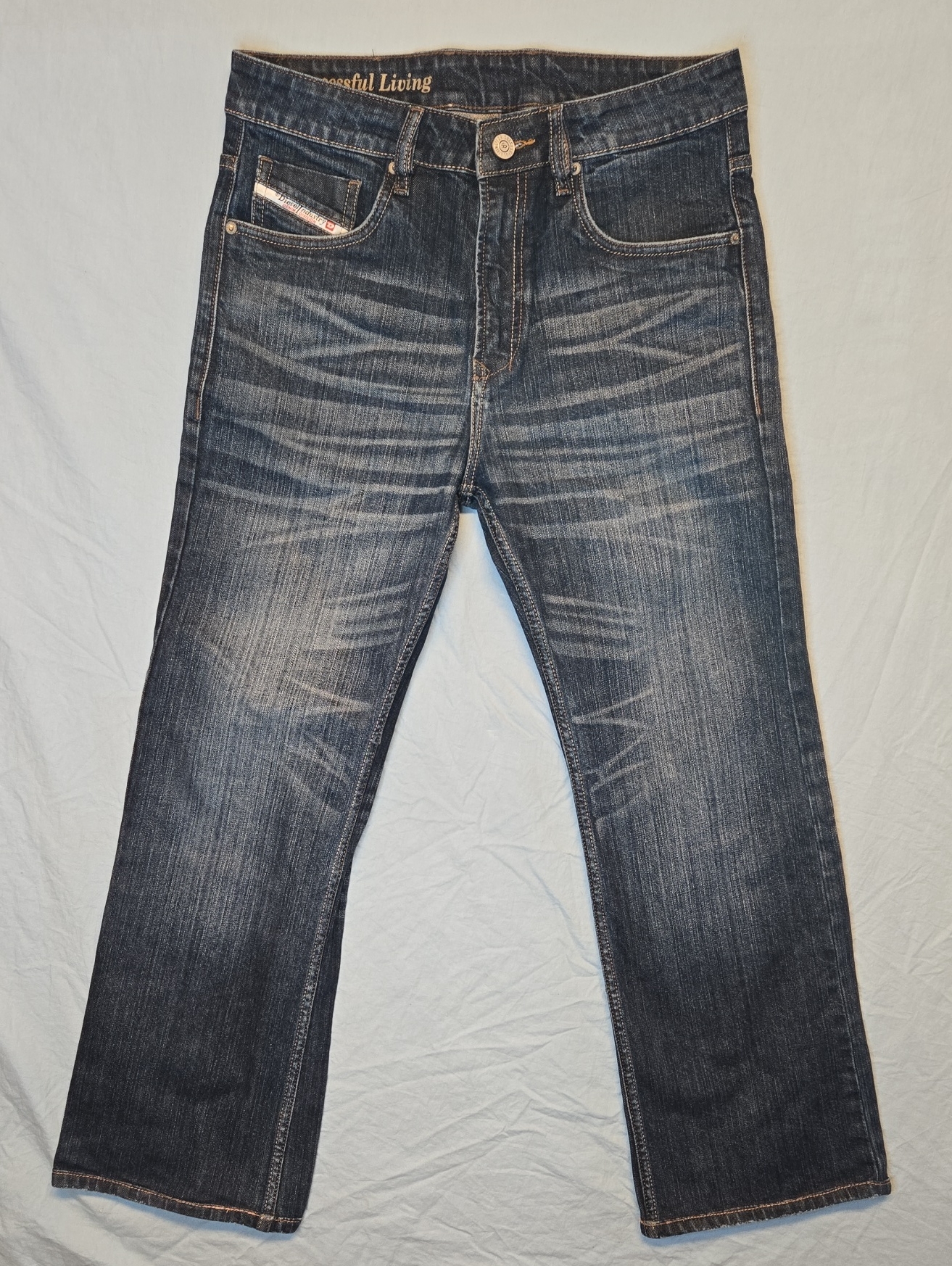 Diesel Made In Italy Washed Blue Wide Leg Baggy Fit Jeans Vibtage Y2k